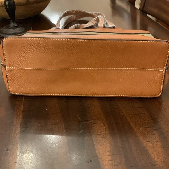 NWT Wrangler Leather Trim Canvas Tote Bag Shoulder Bag - Green - Picture 7 of 11